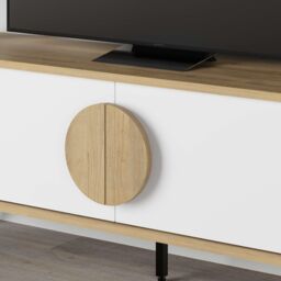 Decortie Gora' Modern TV Unit with 2 Door Flap Stay 140cm in White - Size: 1 Pack - thumbnail 3