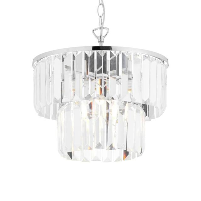 First Choice Lighting Knightsbridge - Two Tier Glass Ceiling Pendant Light in Silver - image 1