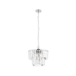 First Choice Lighting Knightsbridge - Two Tier Glass Ceiling Pendant Light in Silver - thumbnail 3