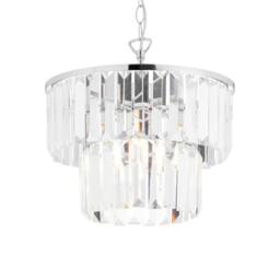 First Choice Lighting Knightsbridge - Two Tier Glass Ceiling Pendant Light in Silver