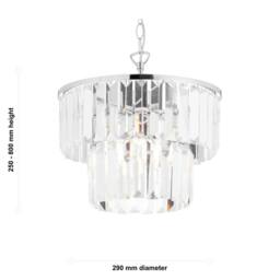 First Choice Lighting Knightsbridge - Two Tier Glass Ceiling Pendant Light in Silver - thumbnail 8
