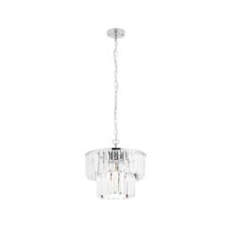 First Choice Lighting Knightsbridge - Two Tier Glass Ceiling Pendant Light in Silver - thumbnail 2