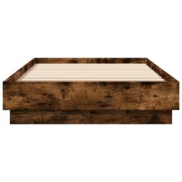 Berkfield Home Bed Frame without Mattress with LED Lights Smoked Oak 100x200 cm in Brown - thumbnail 6