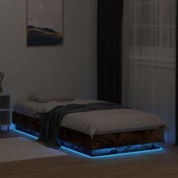 Berkfield Home Bed Frame without Mattress with LED Lights Smoked Oak 100x200 cm in Brown - thumbnail 5