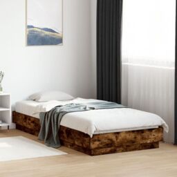 Berkfield Home Bed Frame without Mattress with LED Lights Smoked Oak 100x200 cm in Brown - thumbnail 4