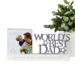 "Widdop Men's Celebrations 'Worlds Best Dad' Decorative Photo Frame - 4 x 4"" in Grey" - thumbnail 1
