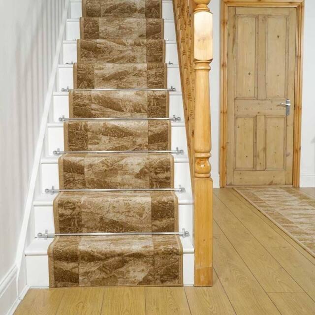 runrug Stair Runner Carpet - Soft & Comfortable, 8mm - 'Sardis' in Light Brown - Size: 100 cm x 720 cm - image 1
