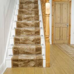 runrug Stair Runner Carpet - Soft & Comfortable, 8mm - 'Sardis' in Light Brown - Size: 100 cm x 720 cm - thumbnail 1