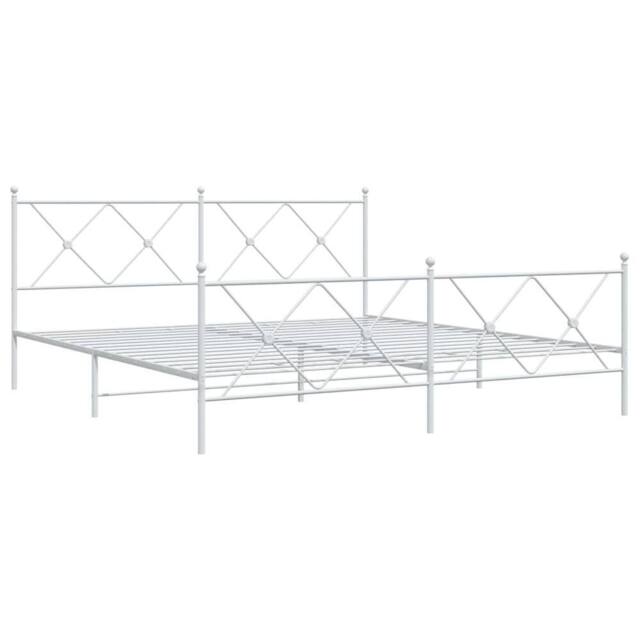 Berkfield Home Metal Bed Frame without Mattress with Footboard White 183x213cm - Size: 183x213 cm - image 1