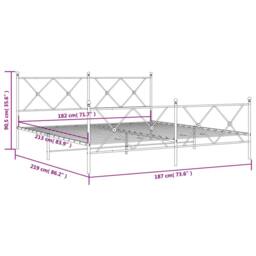 Berkfield Home Metal Bed Frame without Mattress with Footboard White 183x213cm - Size: 183x213 cm - thumbnail 8