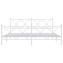 Berkfield Home Metal Bed Frame without Mattress with Footboard White 183x213cm - Size: 183x213 cm - thumbnail 4