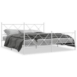 Berkfield Home Metal Bed Frame without Mattress with Footboard White 183x213cm - Size: 183x213 cm - thumbnail 3