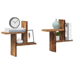 Berkfield Home Wall Shelves 2 pcs Old Wood 38x12x38 cm Engineered Wood in Brown - Size: 38 x 12 x 38 cm