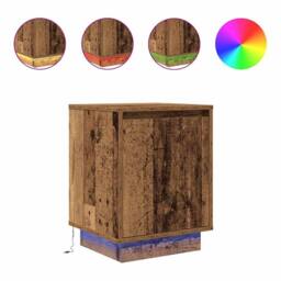 Berkfield Home Durable Bedside Cabinets with LED Lights¬†2 pcs Old Wood 38x34x50 cm - Size: 38 x 34 x 50 cm - thumbnail 3