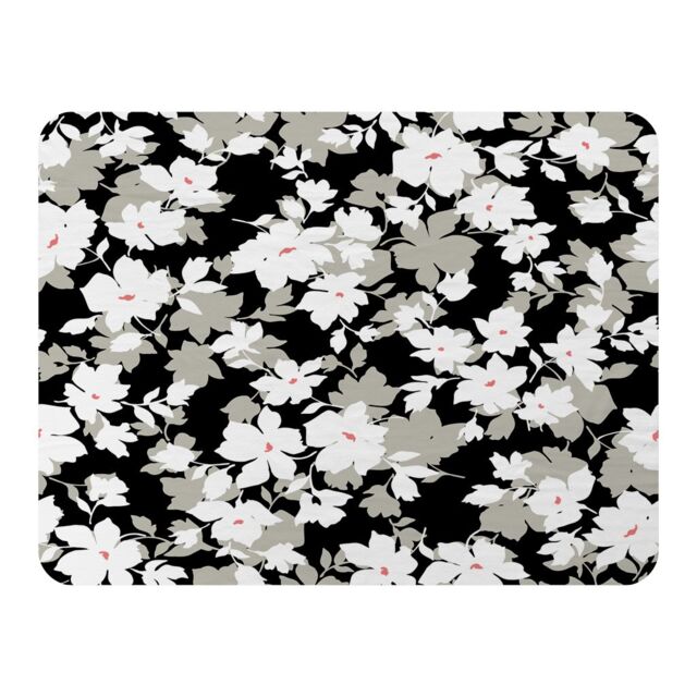 Benjamin Tate Design Grey White & Black Flowers Blanket in Natural - Size: 120 cm x 150 cm - image 1