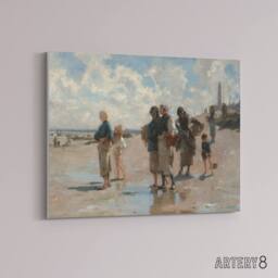 "Artery8 John Singer Sargent Fishing For Oysters Canvas Wall Art Print in Blue - Size: W24"" x H32""" - thumbnail 2