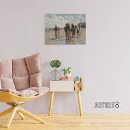 "Artery8 John Singer Sargent Fishing For Oysters Canvas Wall Art Print in Blue - Size: W24"" x H32""" - thumbnail 3