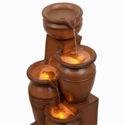 "Teamson Home 28.7"" 4-Tier Cascading Bowl Solar Powered Water Fountain for Outdoor Living Spaces in Brown" - thumbnail 5