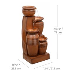"Teamson Home 28.7"" 4-Tier Cascading Bowl Solar Powered Water Fountain for Outdoor Living Spaces in Brown" - thumbnail 4