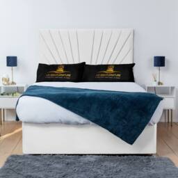UK Bed Furniture Sunrise Divan Bed Base with 26 Inch Headboard - No Storage in White - Size: King - thumbnail 1