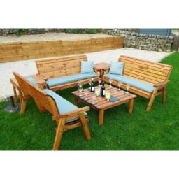 Charles Taylor Nine Seater Balmoral Deluxe Garden Furniture Set - Fully Assembled in Brown - thumbnail 4