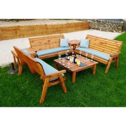 Charles Taylor Nine Seater Balmoral Deluxe Garden Furniture Set - Fully Assembled in Brown - thumbnail 5