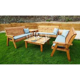 Charles Taylor Nine Seater Balmoral Deluxe Garden Furniture Set - Fully Assembled in Brown - thumbnail 3