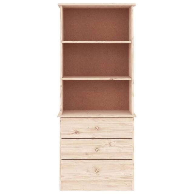 Berkfield Home Beautiful Bookcase with Drawers ALTA 60x35x142 cm Solid Wood Pine in Light Tan - Size: 60 x 35 x 142 cm - image 1