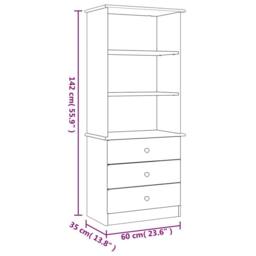 Berkfield Home Beautiful Bookcase with Drawers ALTA 60x35x142 cm Solid Wood Pine in Light Tan - Size: 60 x 35 x 142 cm - thumbnail 9