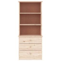 Berkfield Home Beautiful Bookcase with Drawers ALTA 60x35x142 cm Solid Wood Pine in Light Tan - Size: 60 x 35 x 142 cm - thumbnail 1