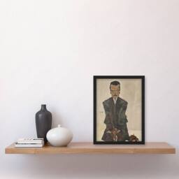 Artery8 Egon Schiele Framed Wall Art Portrait of the Publisher Eduard Kosmack in Beige - Size: A4 - thumbnail 2