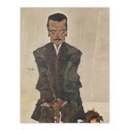 Artery8 Egon Schiele Framed Wall Art Portrait of the Publisher Eduard Kosmack in Beige - Size: A4 - thumbnail 3