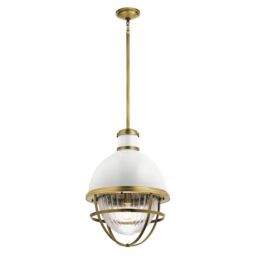 Netlighting Kichler Tollis Globe Pendant Ceiling Light Natural Brass & White in Yellow