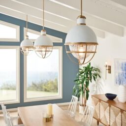 Netlighting Kichler Tollis Globe Pendant Ceiling Light Natural Brass & White in Yellow - thumbnail 5