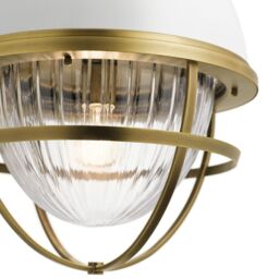 Netlighting Kichler Tollis Globe Pendant Ceiling Light Natural Brass & White in Yellow - thumbnail 2