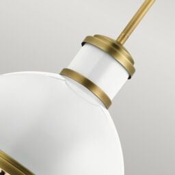 Netlighting Kichler Tollis Globe Pendant Ceiling Light Natural Brass & White in Yellow - thumbnail 3