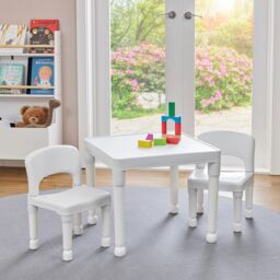 Liberty House Toys Plastic Table & 2 Chair Set in White - thumbnail 2