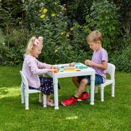 Liberty House Toys Plastic Table & 2 Chair Set in White - thumbnail 3