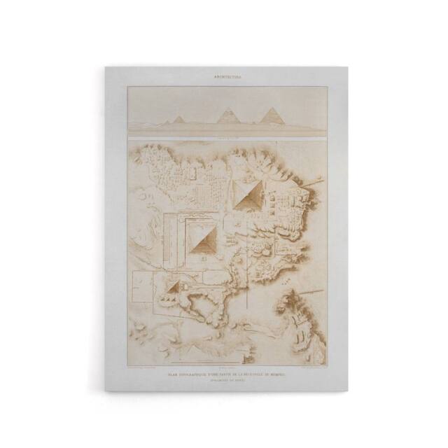 "Artery8 Pyramids of Giza French Topographic Map Avennes Canvas Wall Art Print in Beige - Size: W12"" x H16""" - image 1