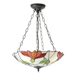 Loops Tiffany Glass 3 Light Pendant - Modern Floral Design - Dark Bronze Finish in Clear - thumbnail 5
