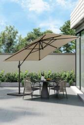 Garden Sanctuary Square Rotating Outdoor Cantilever Parasol with Square Base in Taupe - thumbnail 1