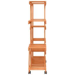 Berkfield Home Elegant Flower Stand with Wheels 110x25x115 cm Solid Wood Fir in Brown - Size: 110 x 25 x 115 cm - thumbnail 5