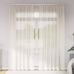 Berkfield Home Voile Curtains with Rod Pockets 2 pcs Cream - thumbnail 2