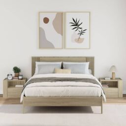 Berkfield Home Wall-mounted Bedside Cabinets 2 pcs Sonoma Oak 45x30x35 cm in Brown - Size: 45 x 30 x 35 cm - thumbnail 3