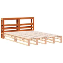 Berkfield Home Headboard with Shelves Wax Brown 150 cm Solid Wood Pine - thumbnail 4