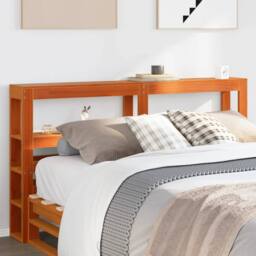 Berkfield Home Headboard with Shelves Wax Brown 150 cm Solid Wood Pine - thumbnail 2
