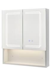 Living and Home Wall-mounted Bathroom Mirror Cabinet with Led Lights in White - thumbnail 3