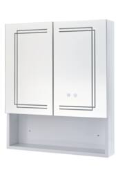 Living and Home Wall-mounted Bathroom Mirror Cabinet with Led Lights in White - thumbnail 1