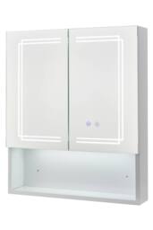 Living and Home Wall-mounted Bathroom Mirror Cabinet with Led Lights in White - thumbnail 2