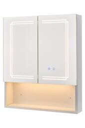 Living and Home Wall-mounted Bathroom Mirror Cabinet with Led Lights in White - thumbnail 4